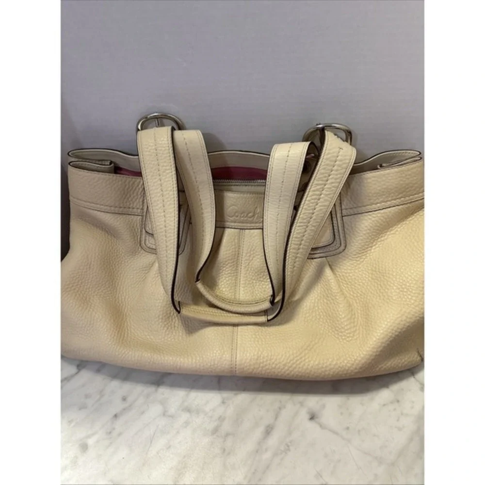 Coach Madison Maggie Large Tote F13733 Ivory Beige Leather Shoulder Bag‎